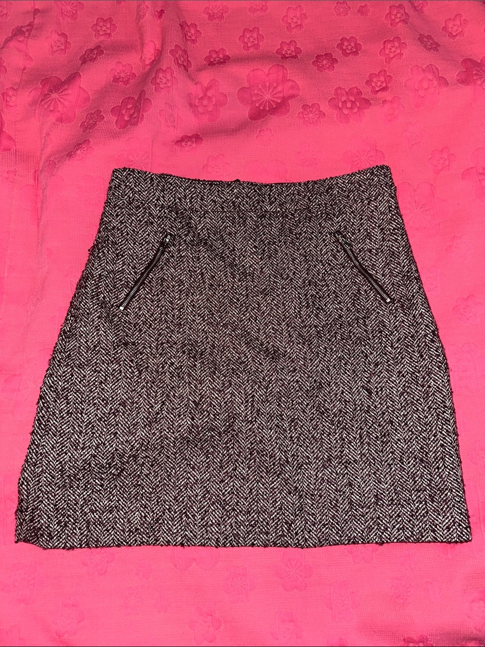 LOFT purple & White Herringbone Mini Skirt